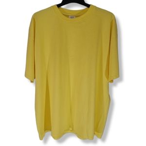 Vintage Single Stitch Blank T Shirt Mens Size 2XL Yellow Short Sleeve Vtg Tee
